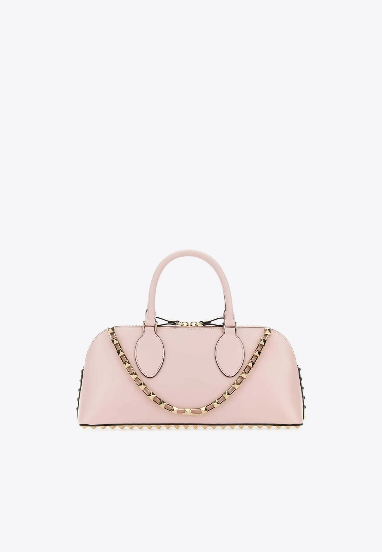 Rockstud Leather Top Handle Bag