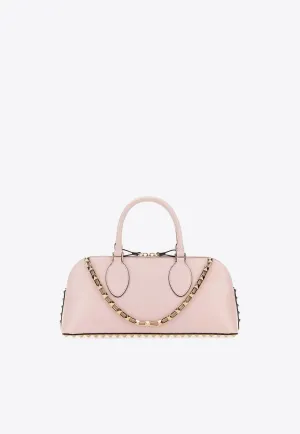 Rockstud Leather Top Handle Bag