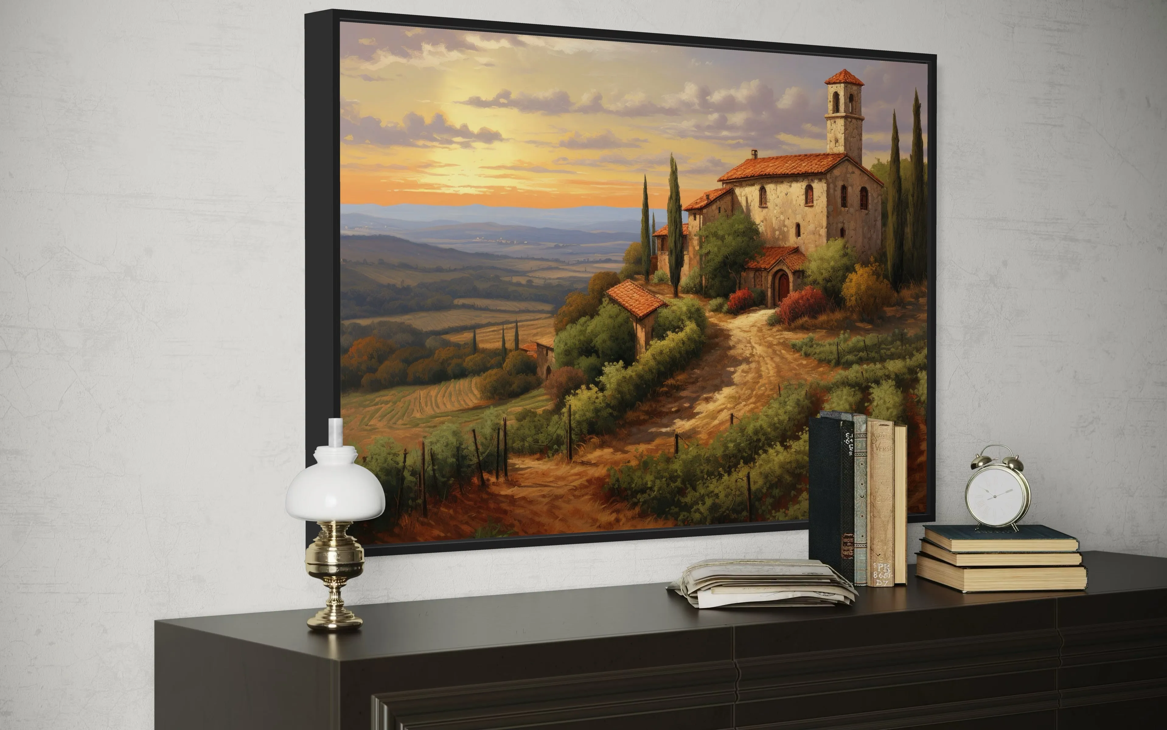 Rolling Hills Of Tuscany Italy Framed Canvas Wall Art