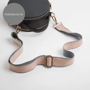Rome Round Circle Crossbody Bag in Dark Grey with Pastel Strap