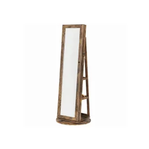 Rootz Jewelry Cabinet Organizer - Armoire - Storage Unit - Spacious Design - Versatile Shelves - Practical Mirror - Safe Lock - Vintage Brown - MDF Material - 54cm x 54cm x 161cm
