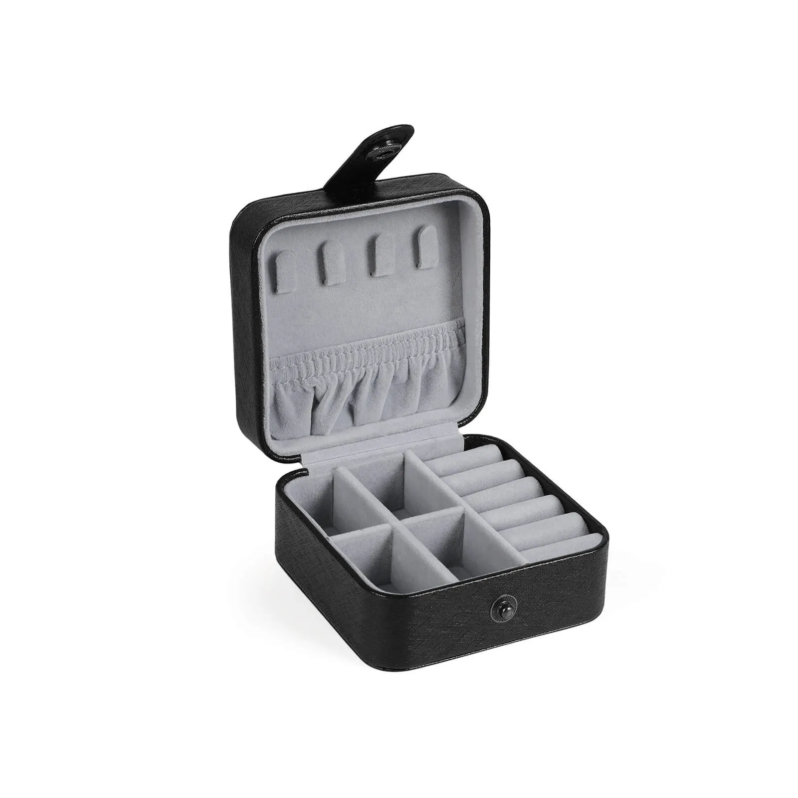 Rootz Portable Jewelry Box - Travel Case - Organizer - Compact Design - PU Material - Keeps Jewelry in Order - 15cm x 10cm x 5cm