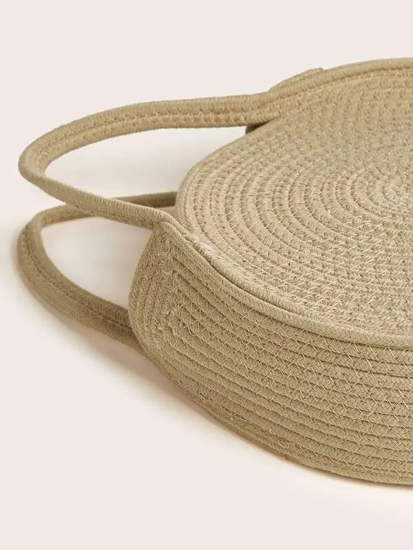 Round Woven Satchel Bag