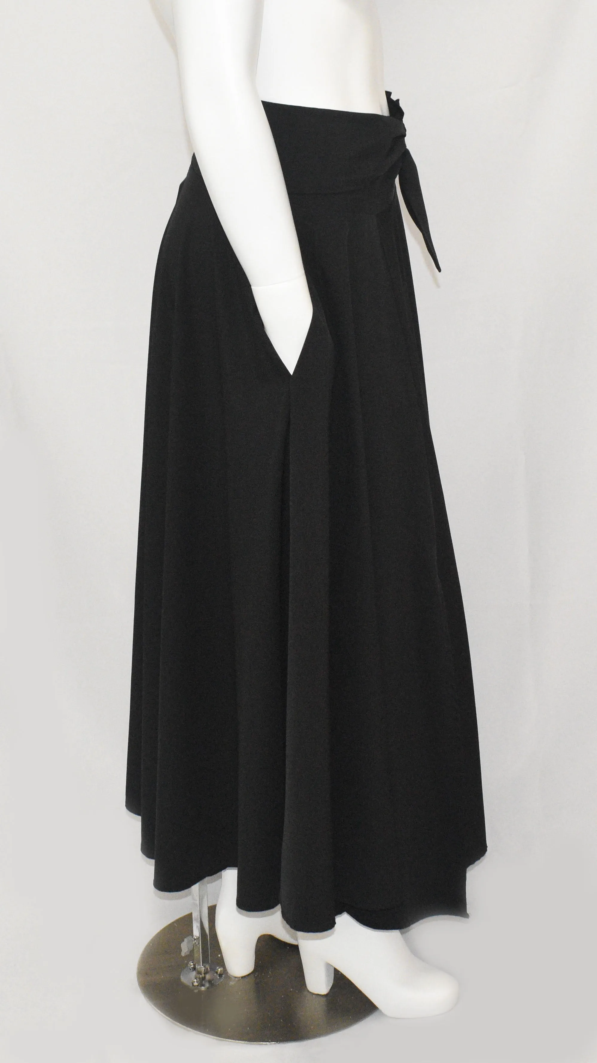 Royal Black Polyester Floor Length Maxi Skirt