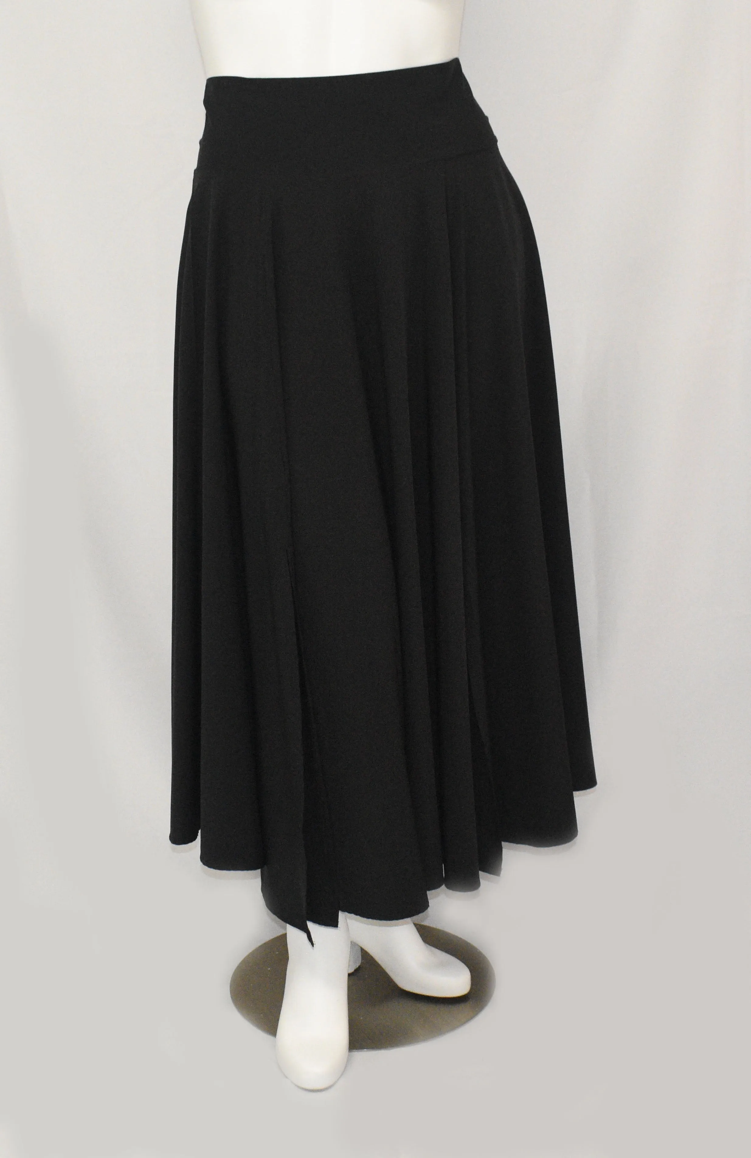 Royal Black Polyester Floor Length Maxi Skirt