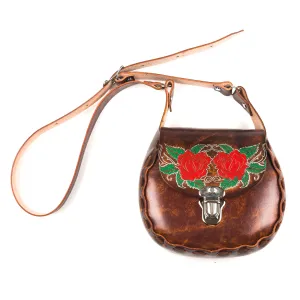 RP82C  Laced Antique Finish Crossbody Purse- w/Roses