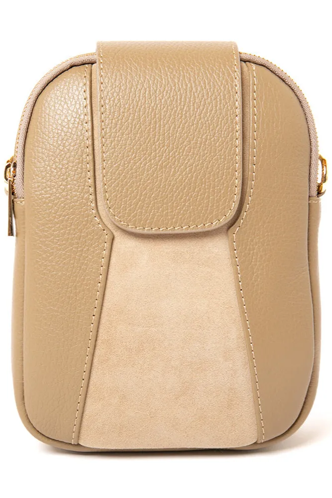 Saffron Leather & Suede Cross Body Handbag