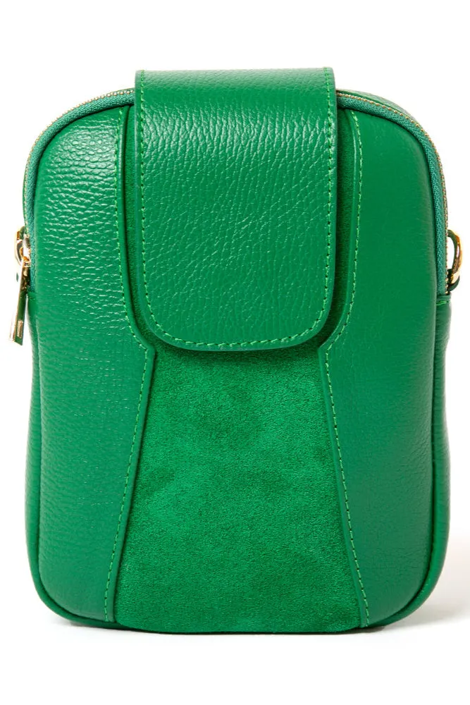 Saffron Leather & Suede Cross Body Handbag