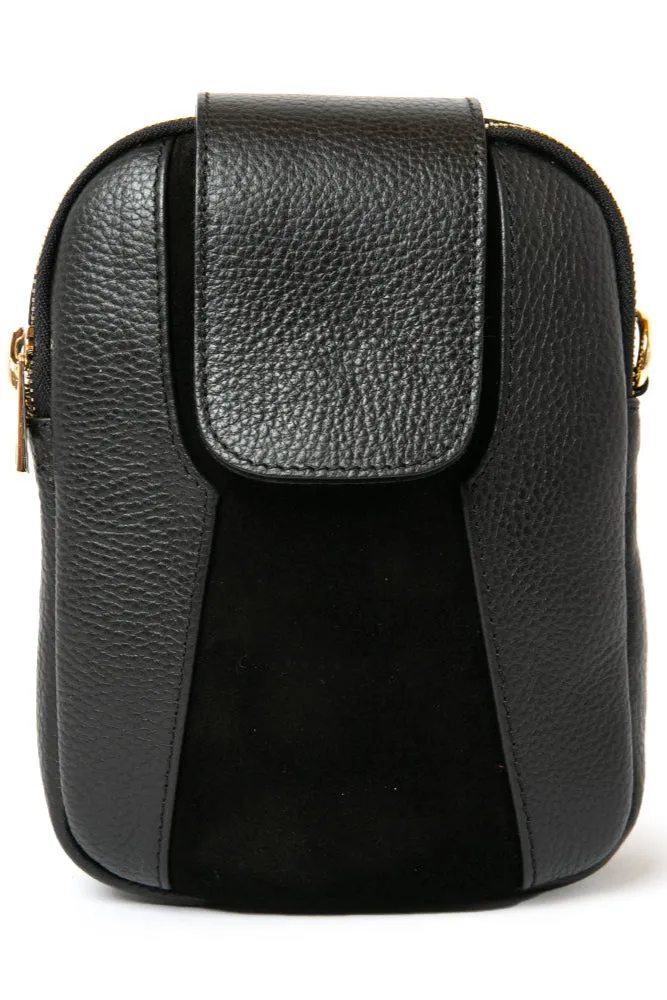 Saffron Leather & Suede Cross Body Handbag