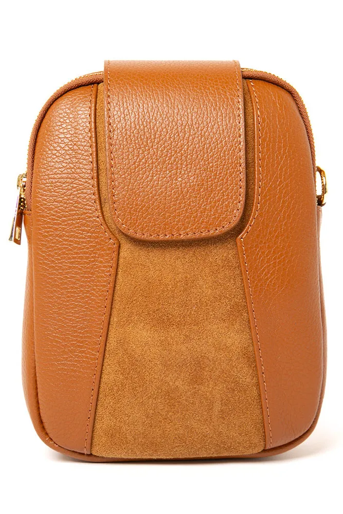 Saffron Leather & Suede Cross Body Handbag