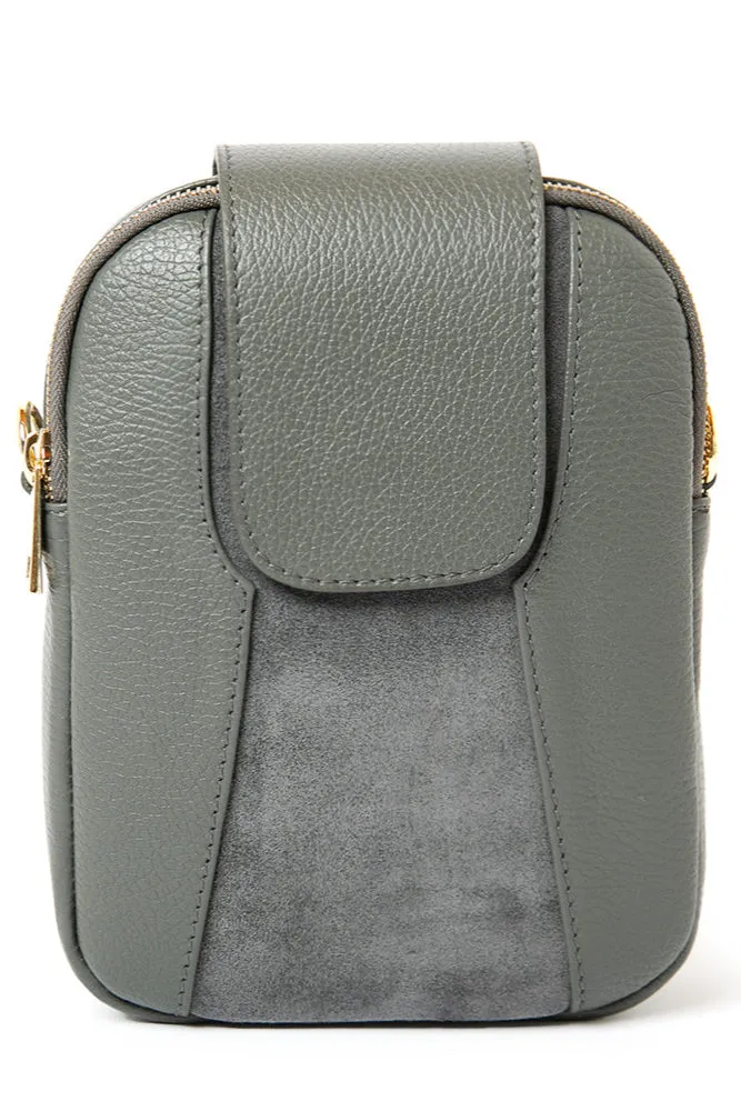 Saffron Leather & Suede Cross Body Handbag