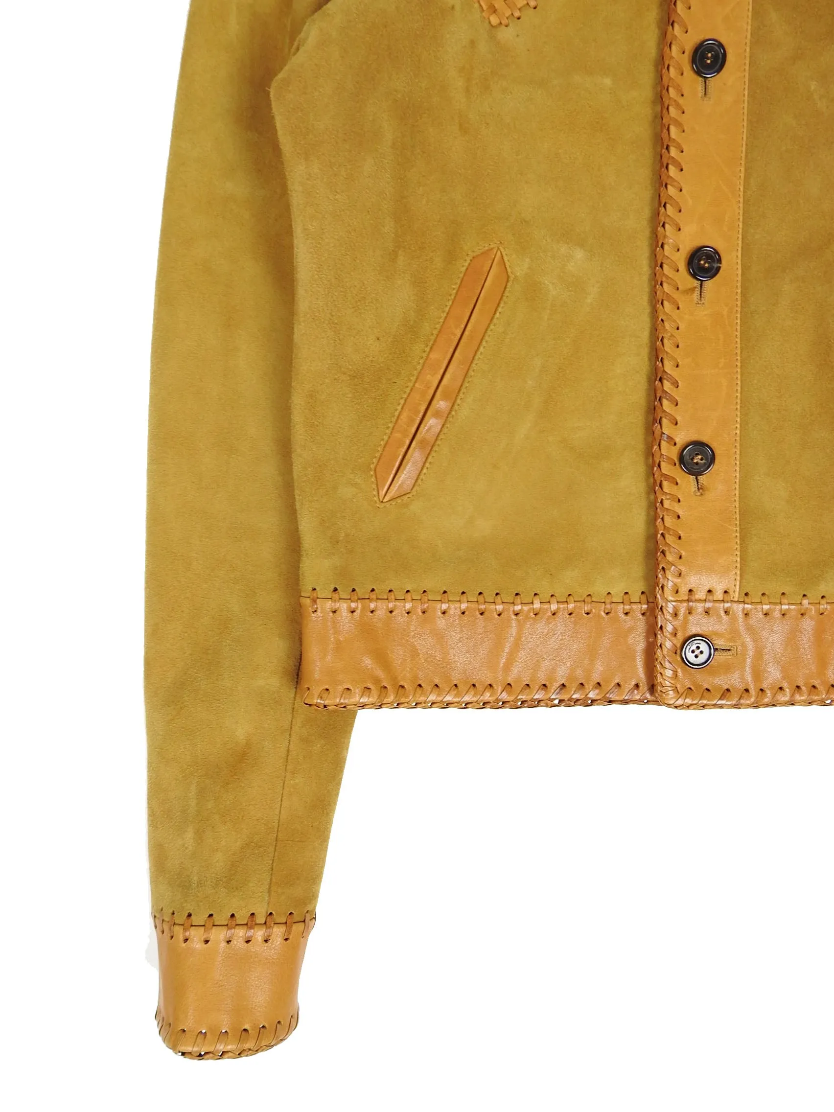 Saint Laurent Sample Whip Stitch Leather/Suede Jacket Size 46