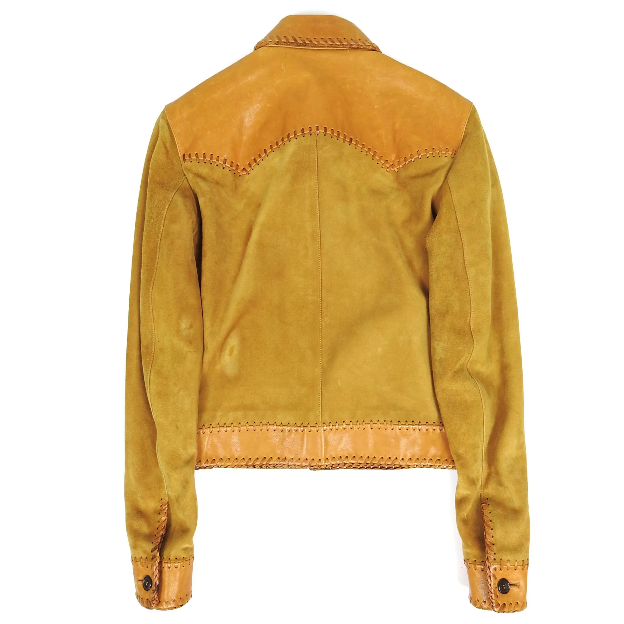 Saint Laurent Sample Whip Stitch Leather/Suede Jacket Size 46