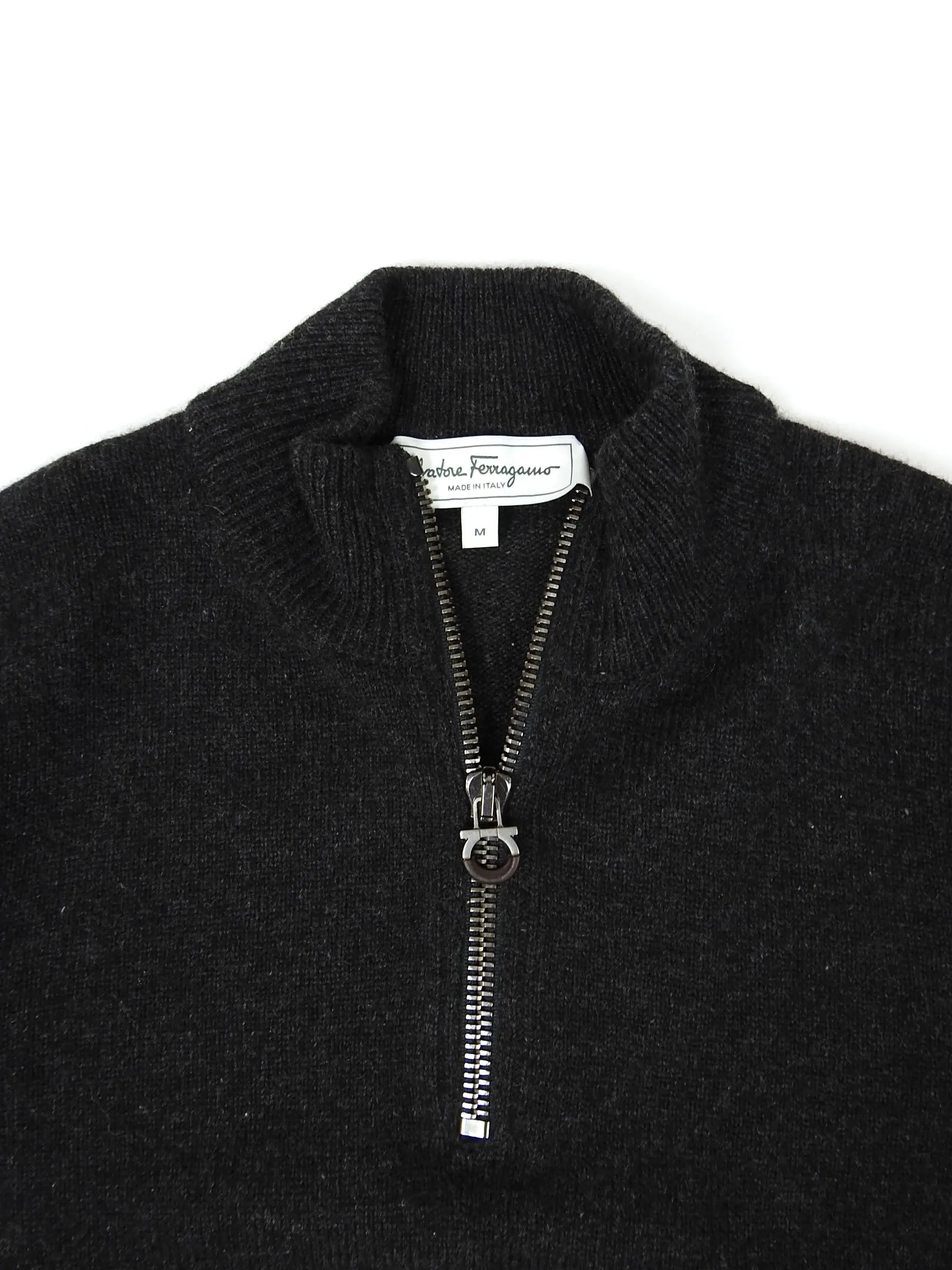 Salvatore Ferragamo 1/4 Zip Cashmere Sweater Size Medium