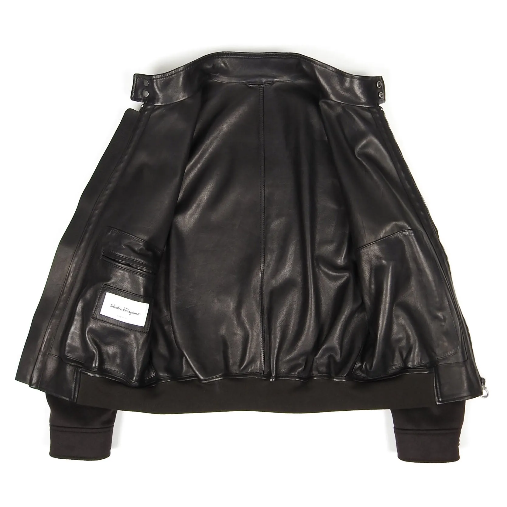Salvatore Ferragamo Lamb Leather Bomber Jacket Size 48