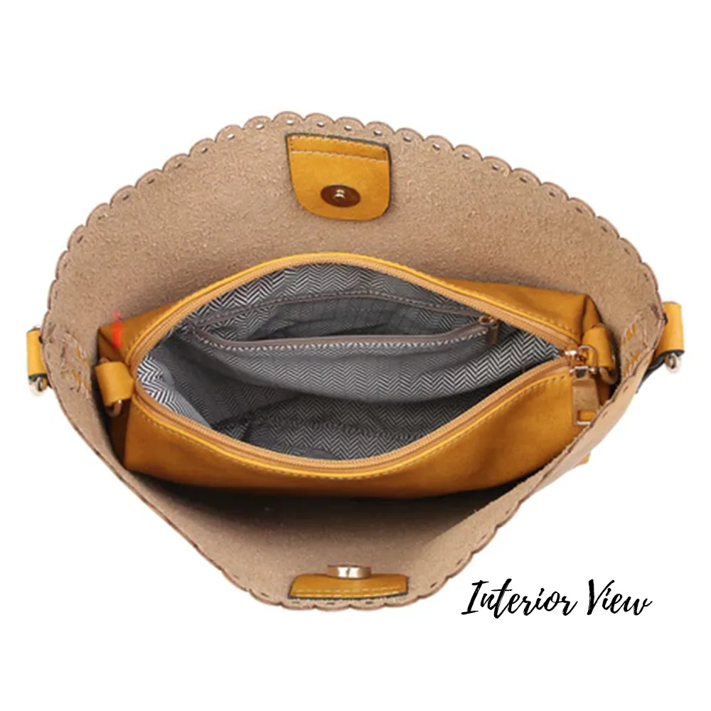 Scalloped Bag in a Bag Tote Purse - Vegan Leather - 4 Colors