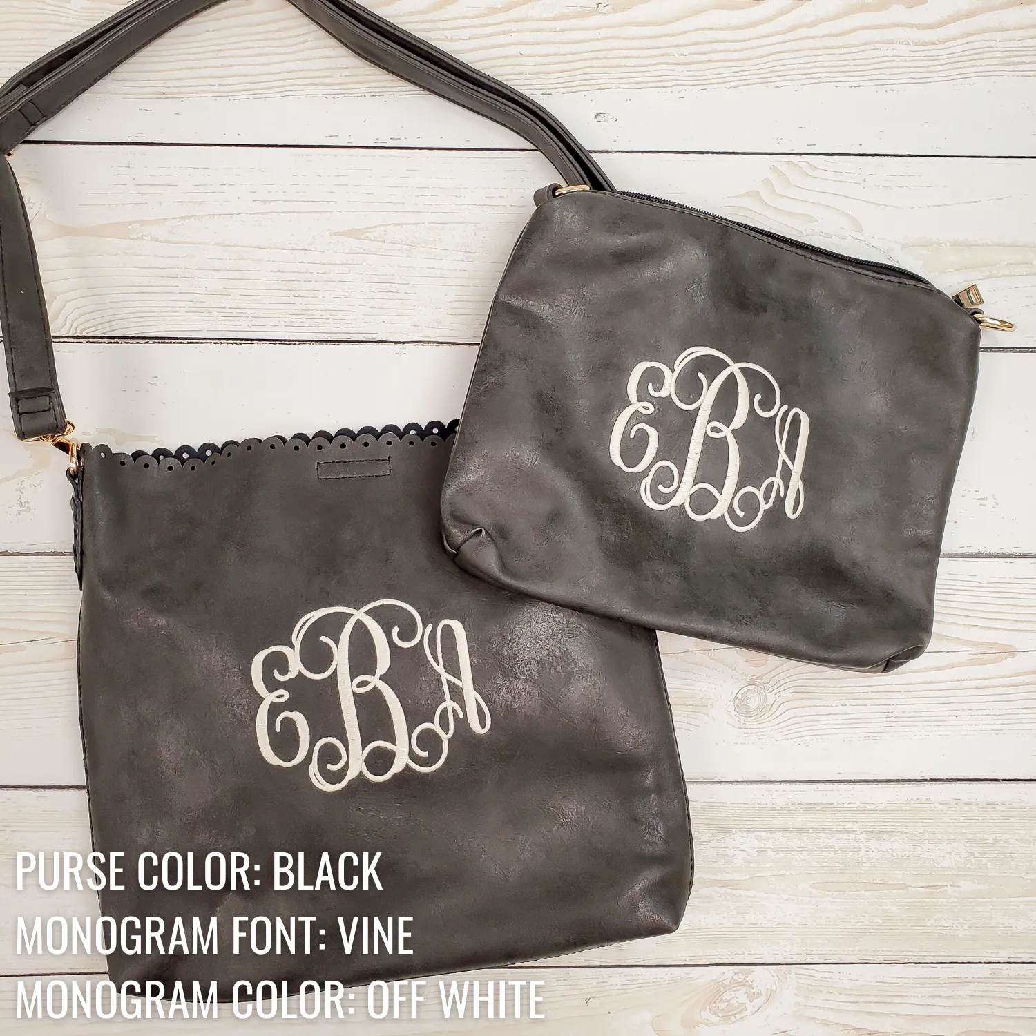 Scalloped Bag in a Bag Tote Purse - Vegan Leather - 4 Colors