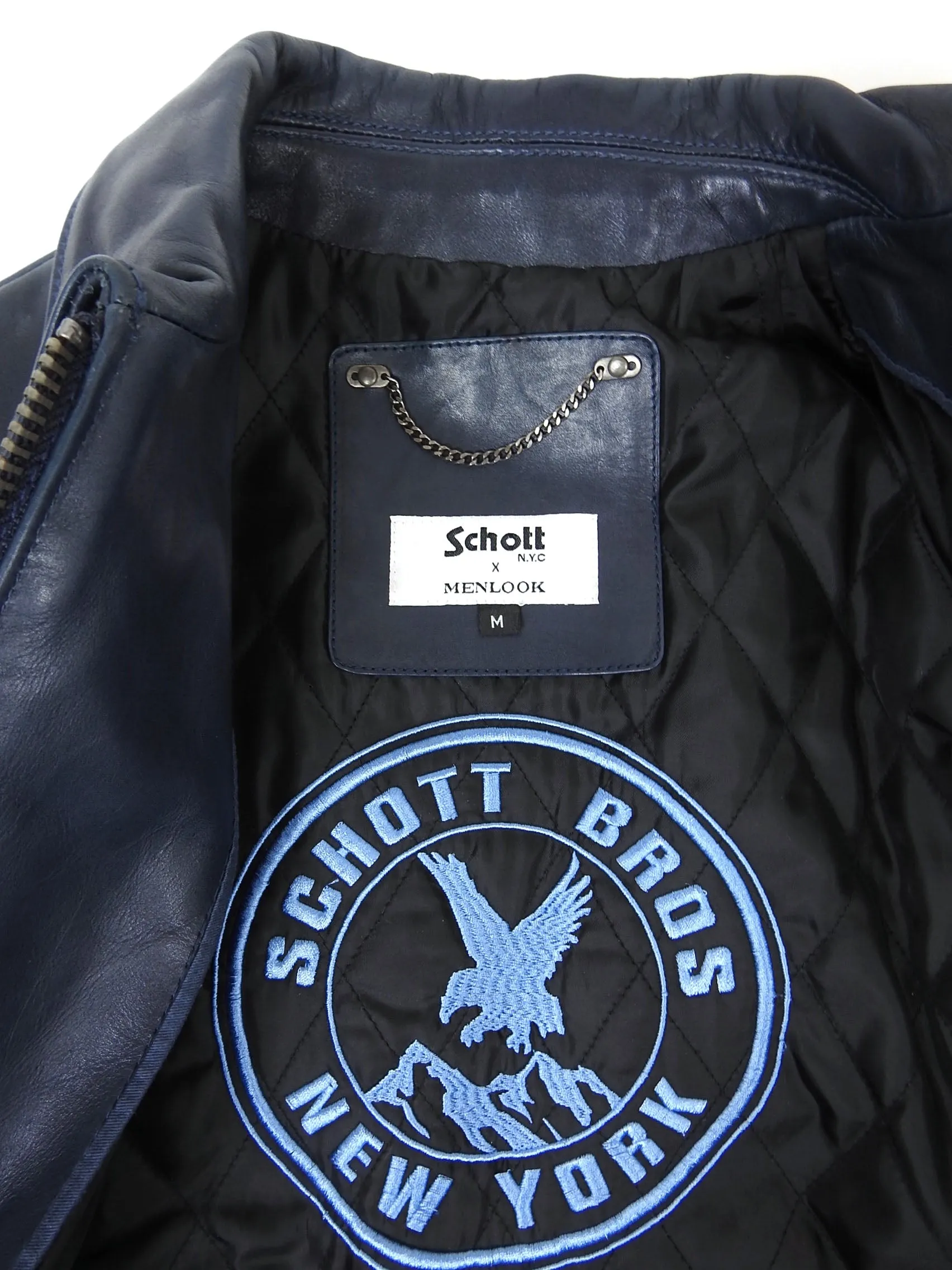 Schott x Men Look Leather Jacket Size Medium