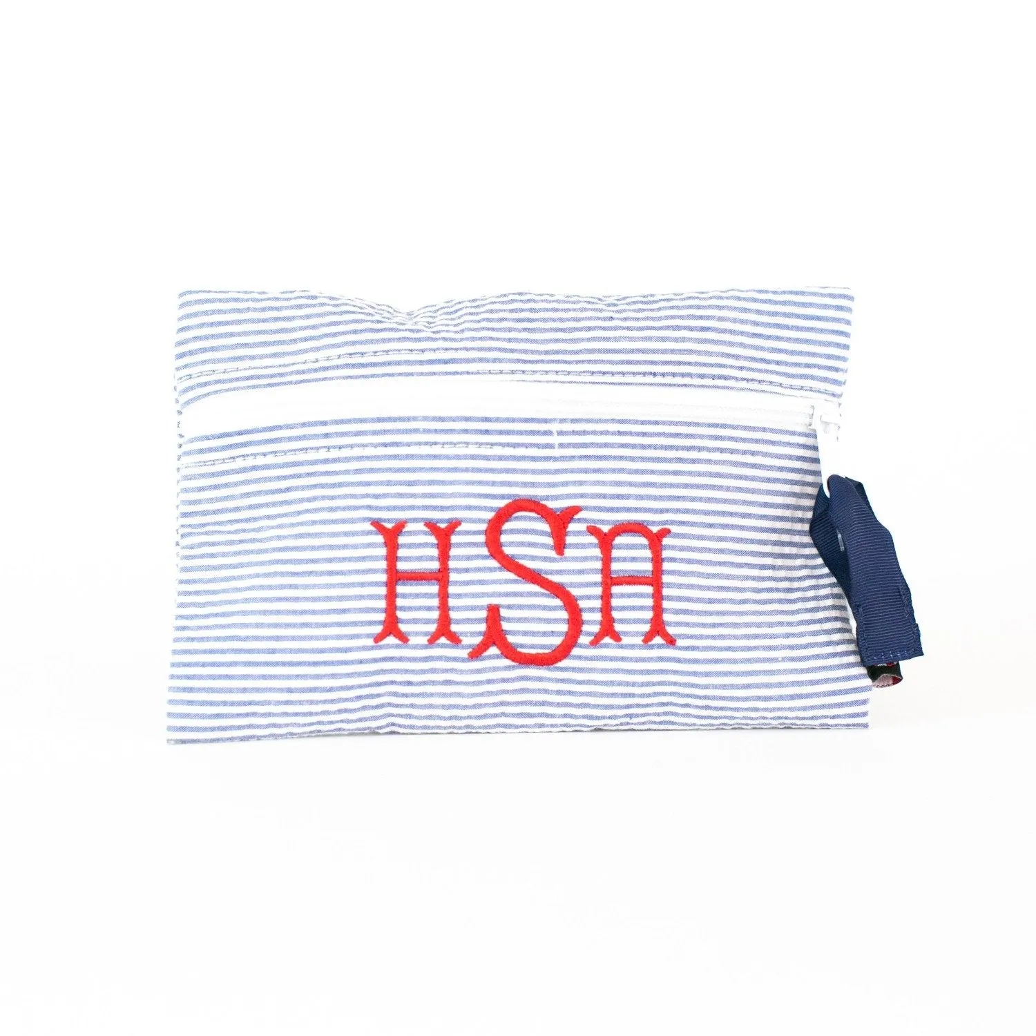 Seersucker Flat Zip Pouch