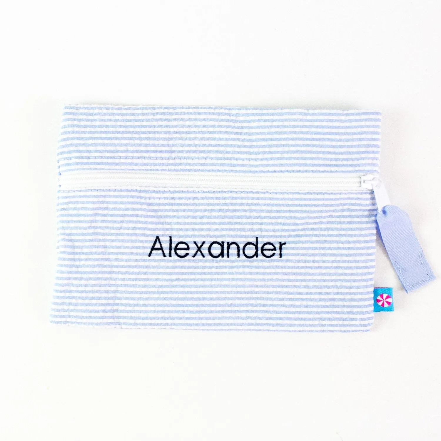 Seersucker Flat Zip Pouch