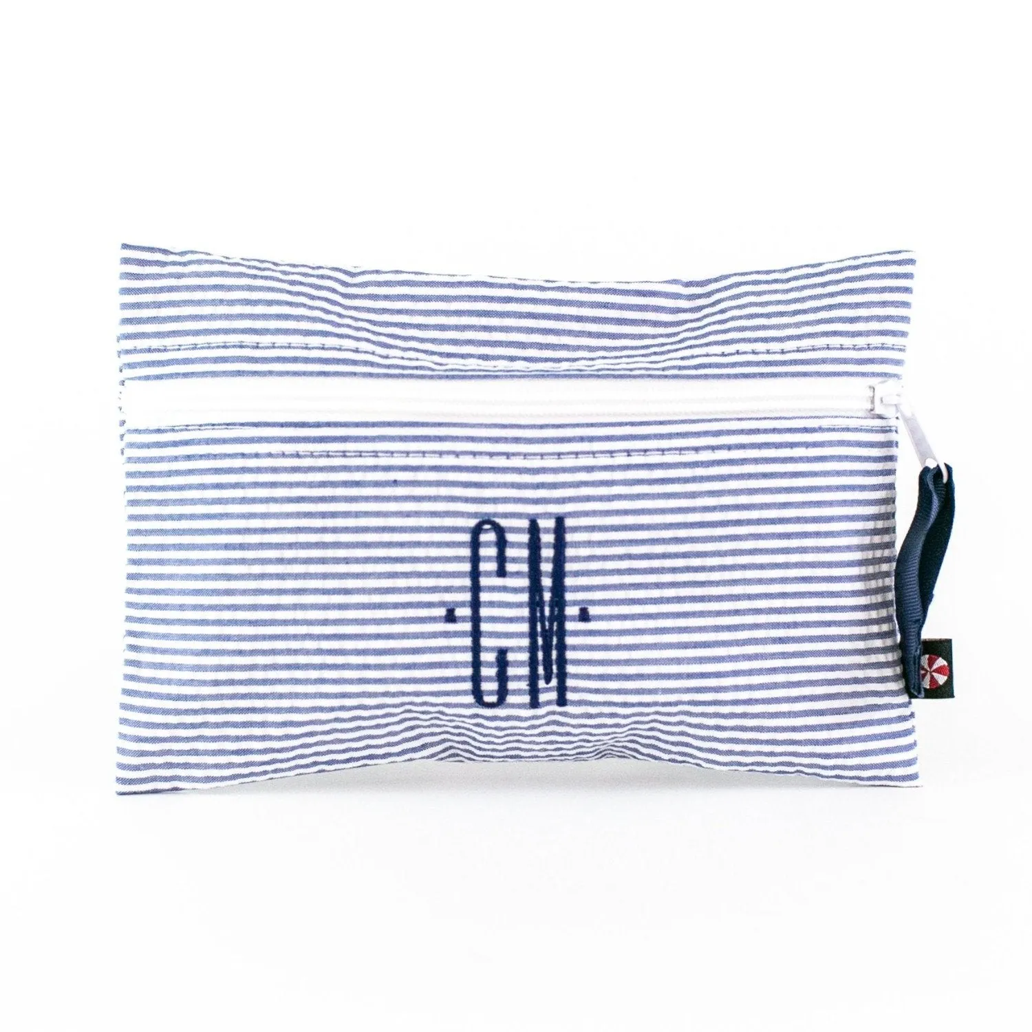 Seersucker Flat Zip Pouch