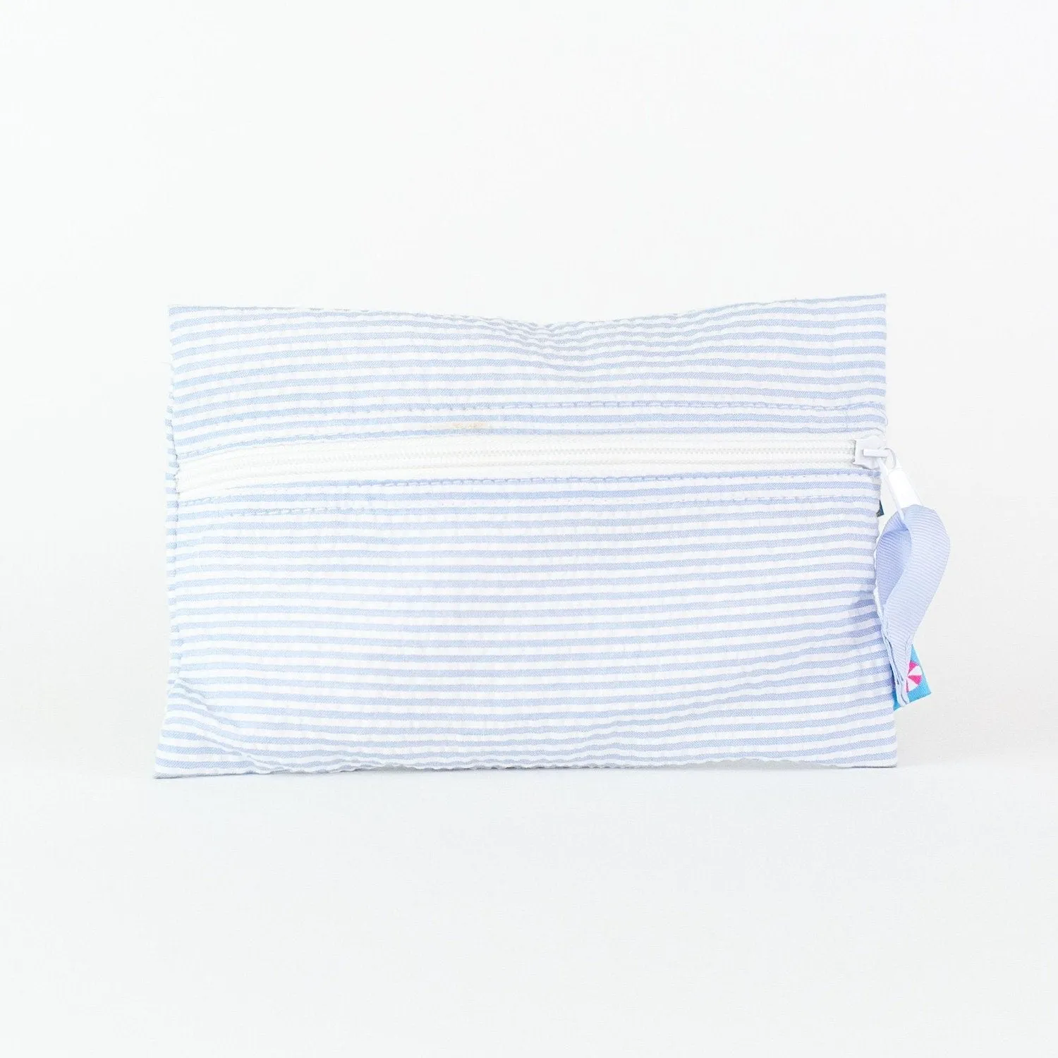 Seersucker Flat Zip Pouch
