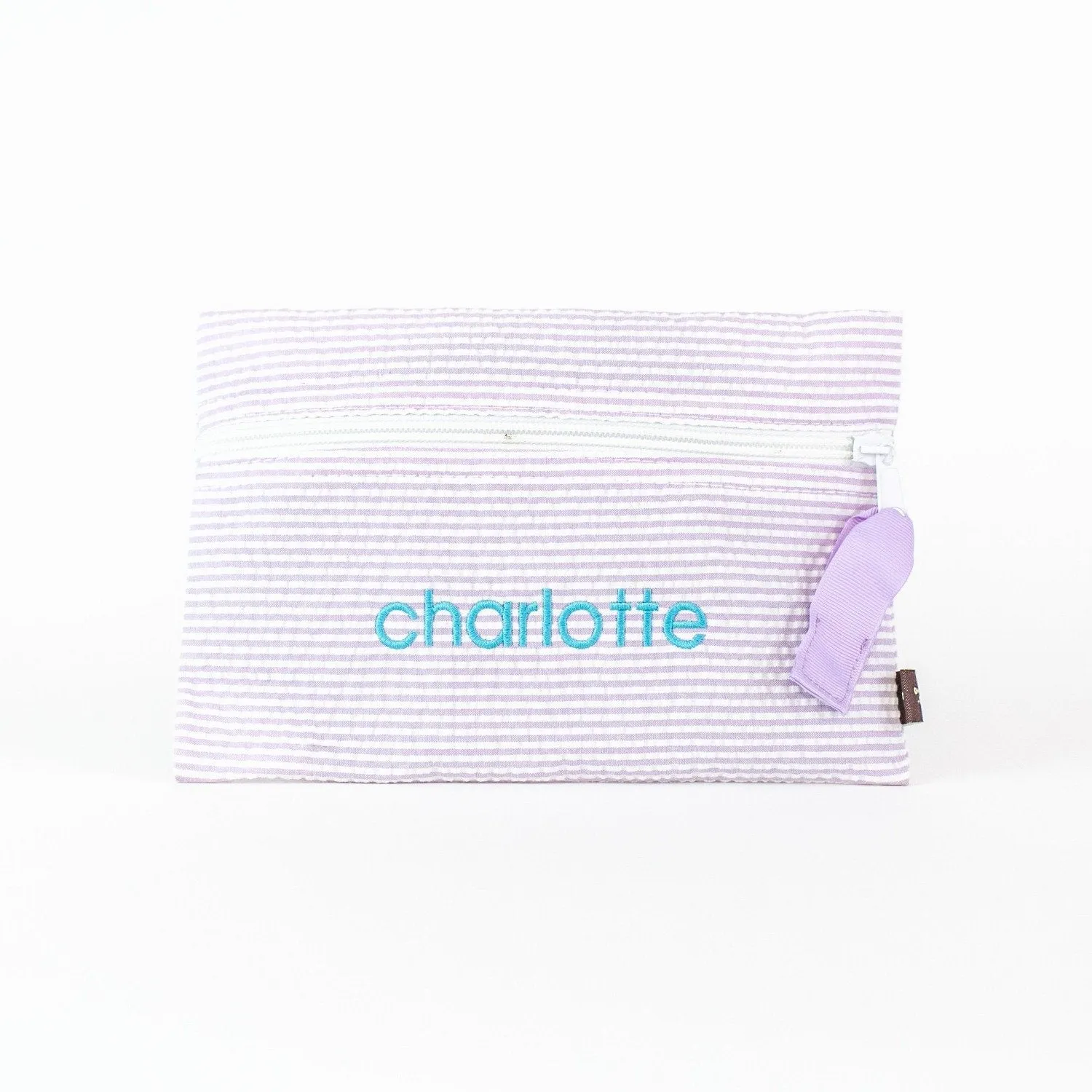 Seersucker Flat Zip Pouch