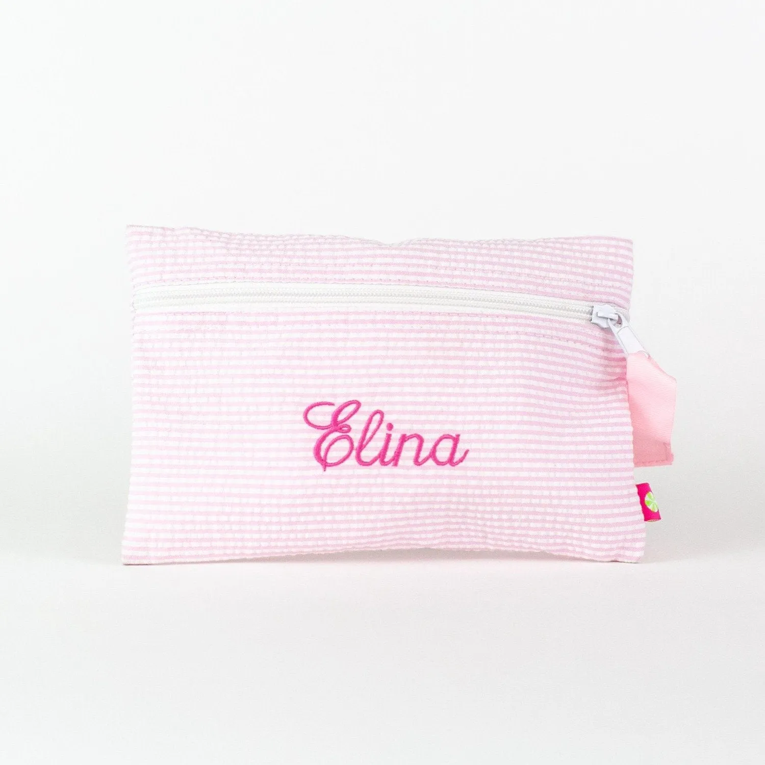 Seersucker Flat Zip Pouch