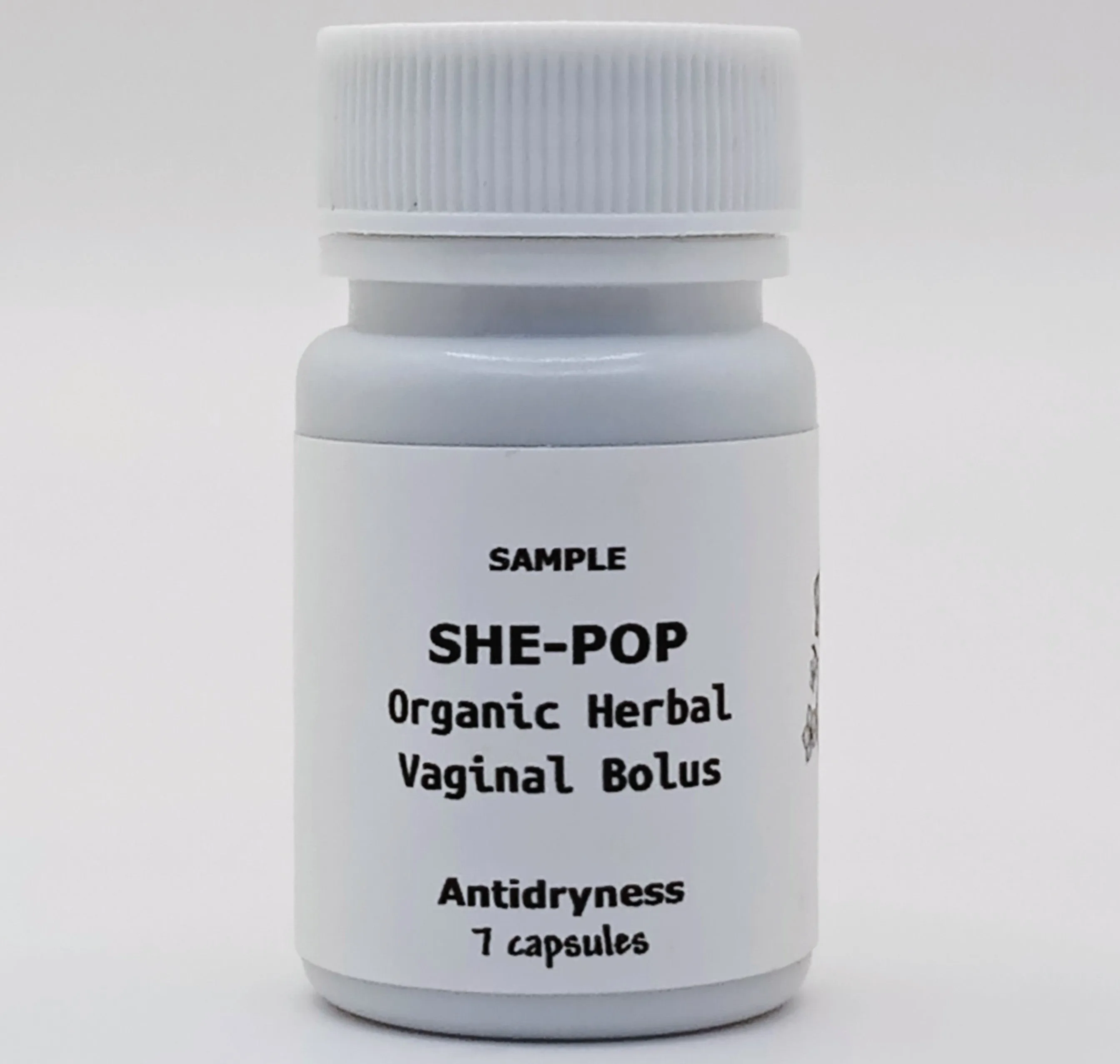 SHE-POP: Organic Herbal Anti-Dryness Vaginal Bolus: A/D Use, 30 Capsules-1,000mg
