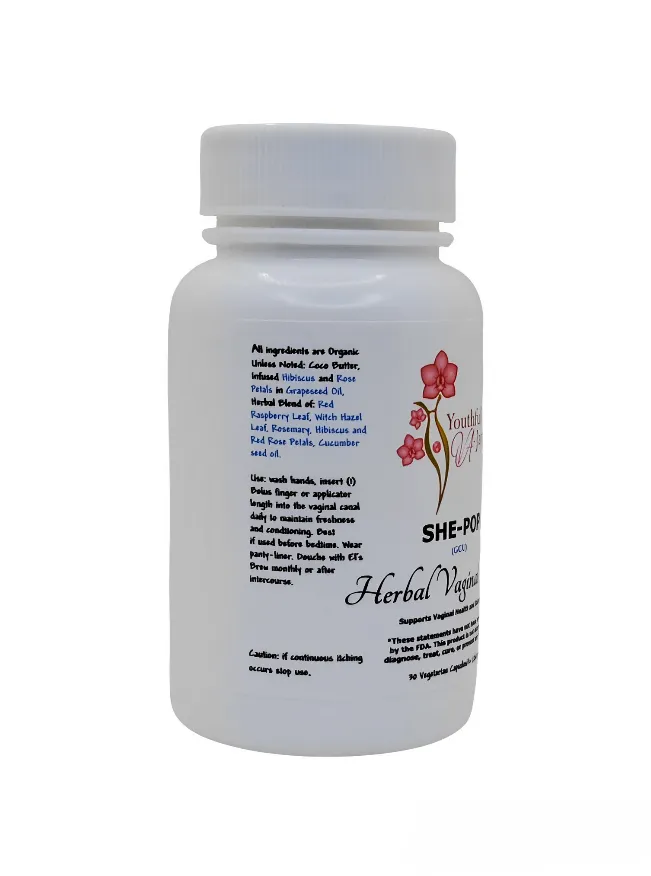 SHE-POP: Organic Herbal Vaginal Bolus- General Conditioning, 30 capsules- 1,260 mg