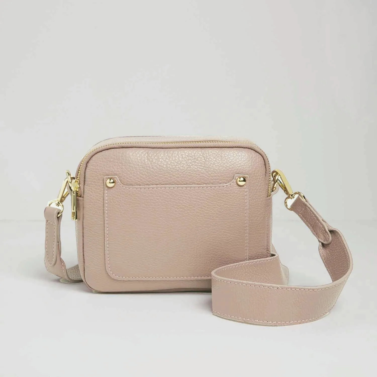 Sienna Crossbody Bag in Blush with Candy Pink Stripe Strap