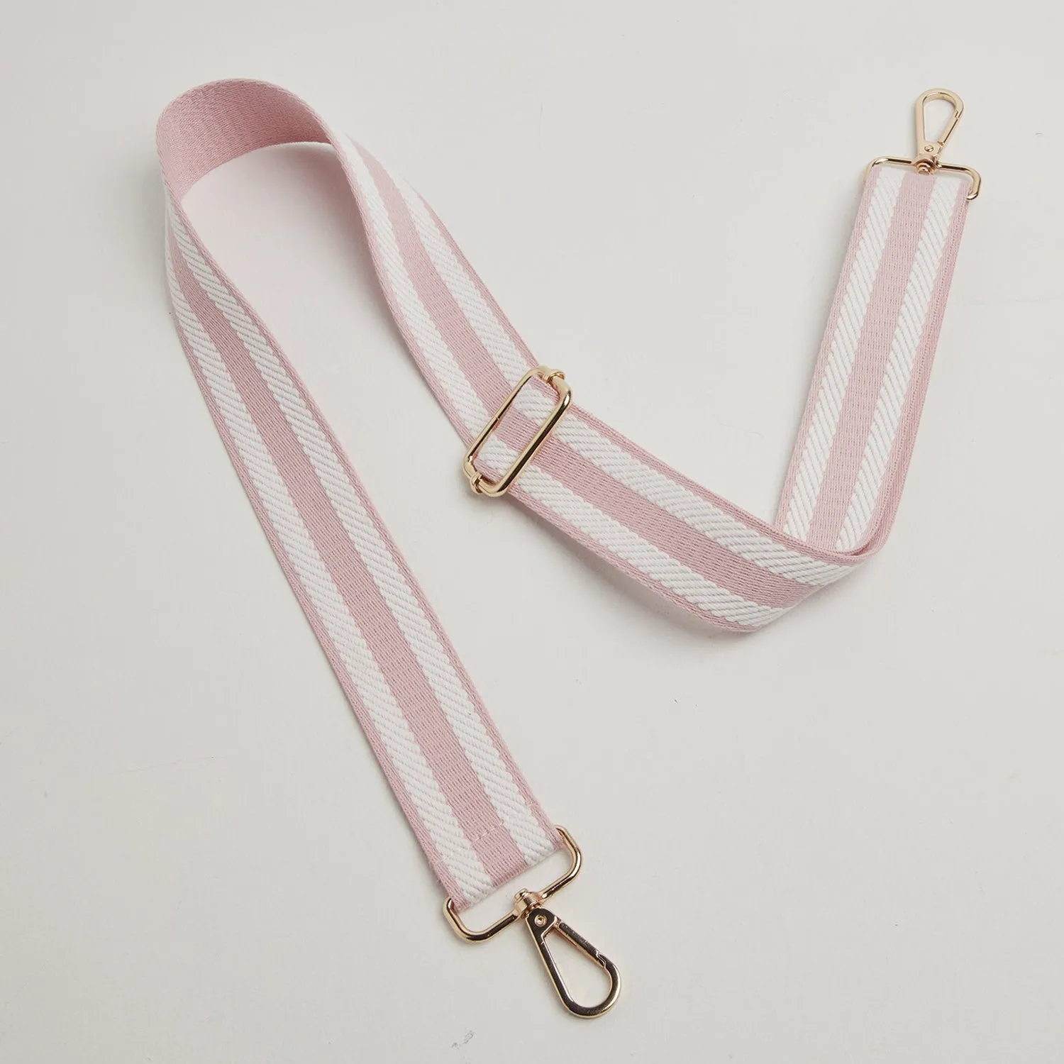 Sienna Crossbody Bag in Blush with Candy Pink Stripe Strap