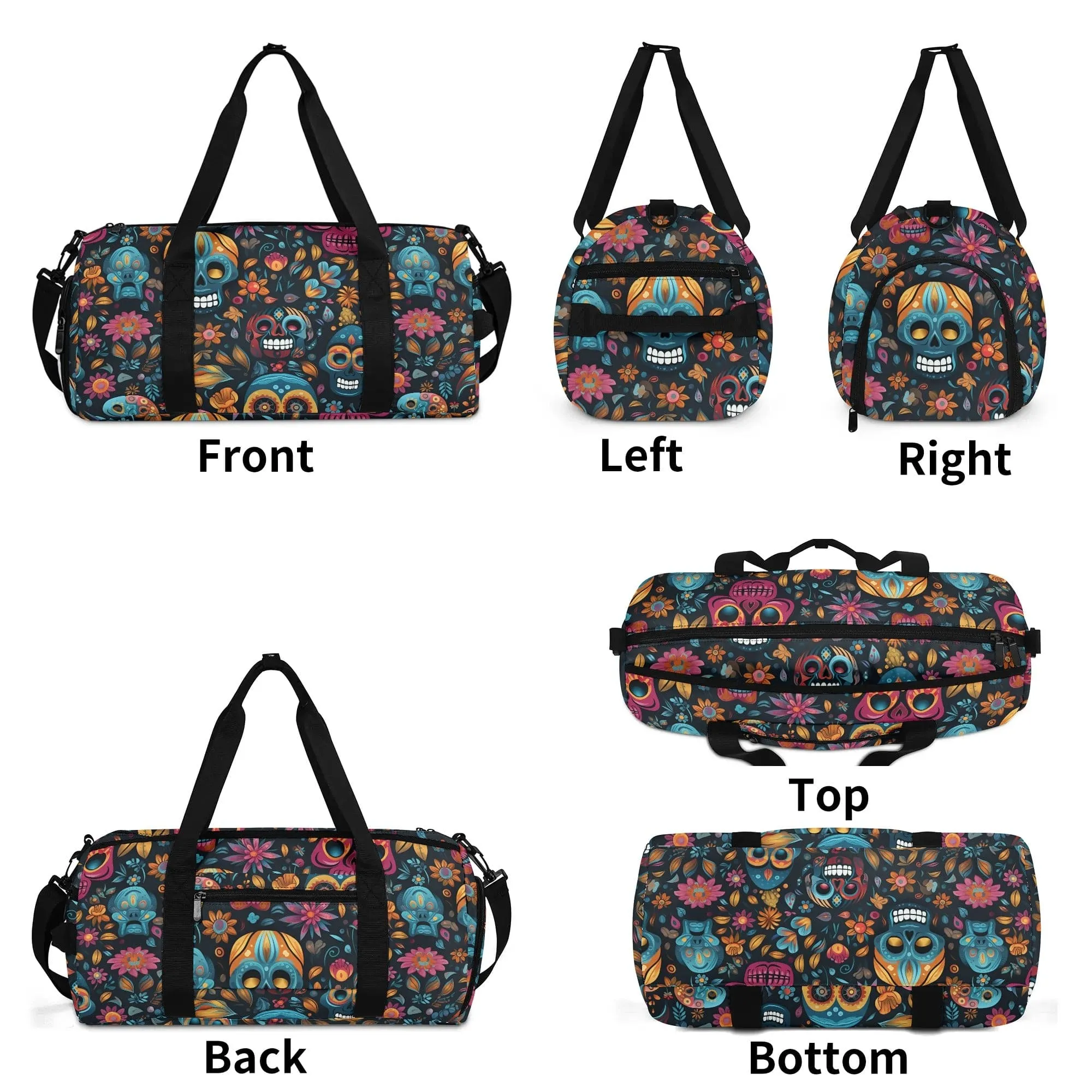 Skulls Flowers Fashion Sports Luggage, Gym or Duffle Bag