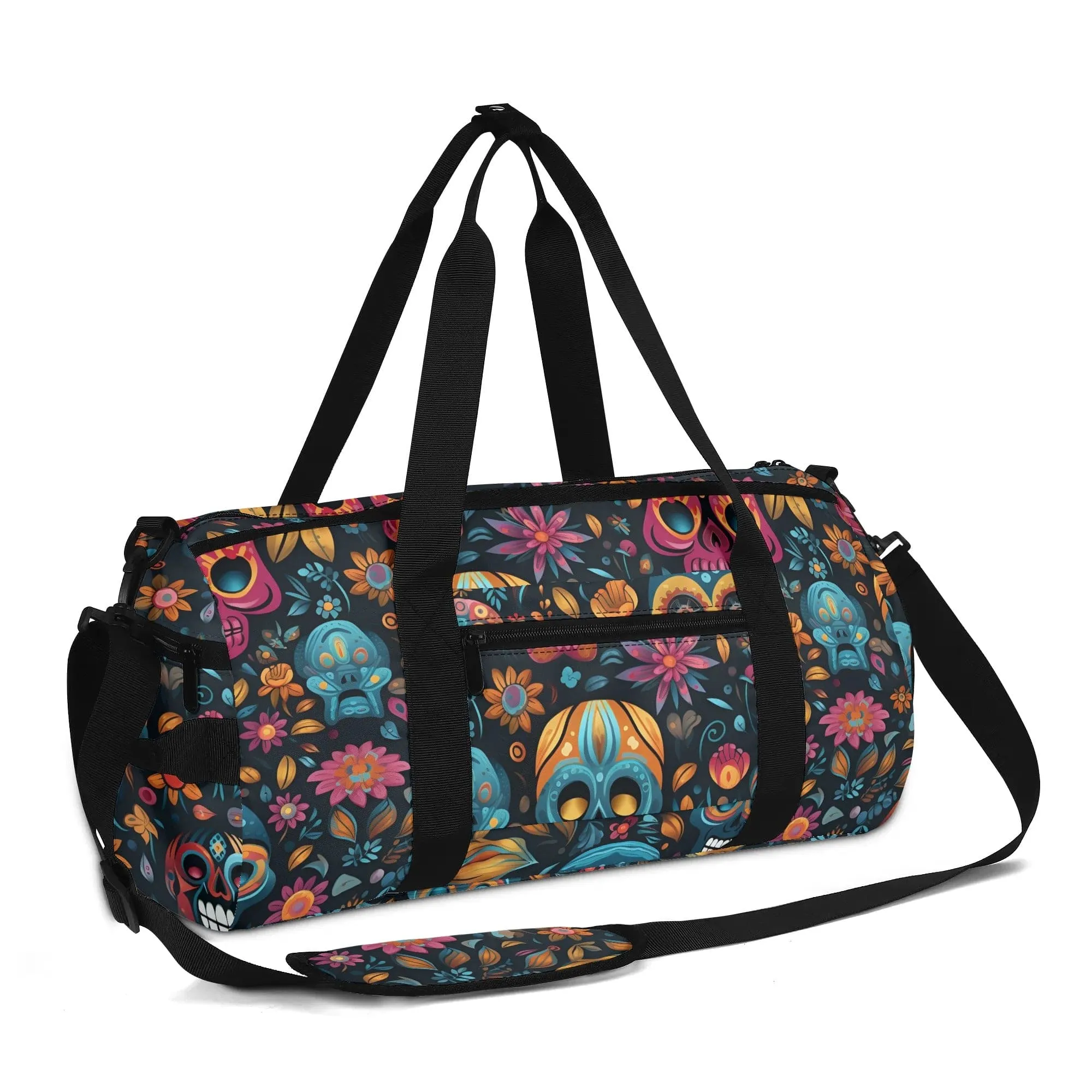 Skulls Flowers Fashion Sports Luggage, Gym or Duffle Bag