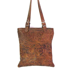 Soft Floral Print Tote Bag- Brown