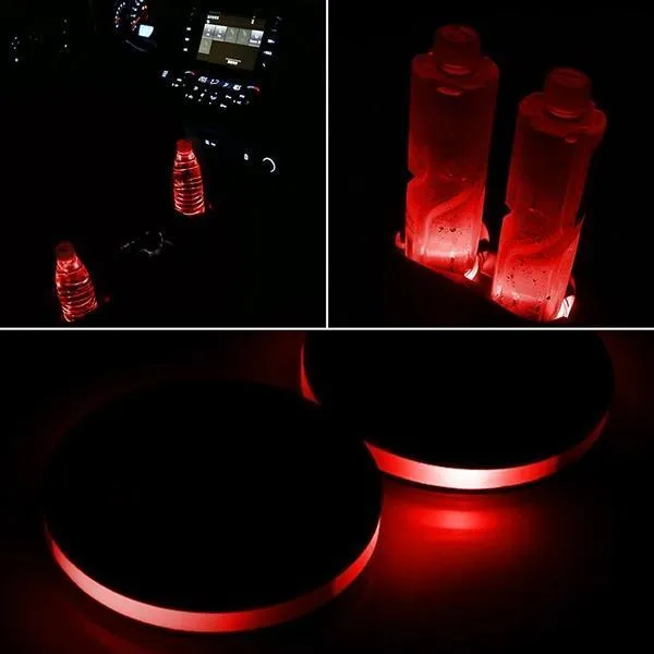 Solar Powered LED Car Cup Holder Lights (2-Pack)