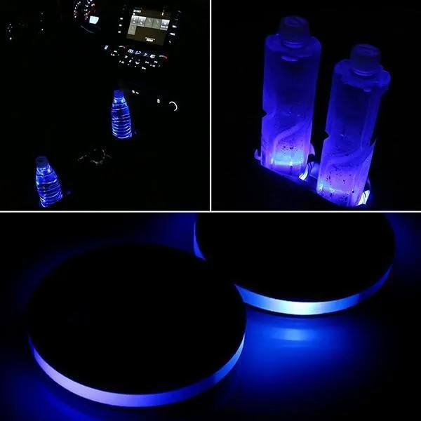 Solar Powered LED Car Cup Holder Lights (2-Pack)