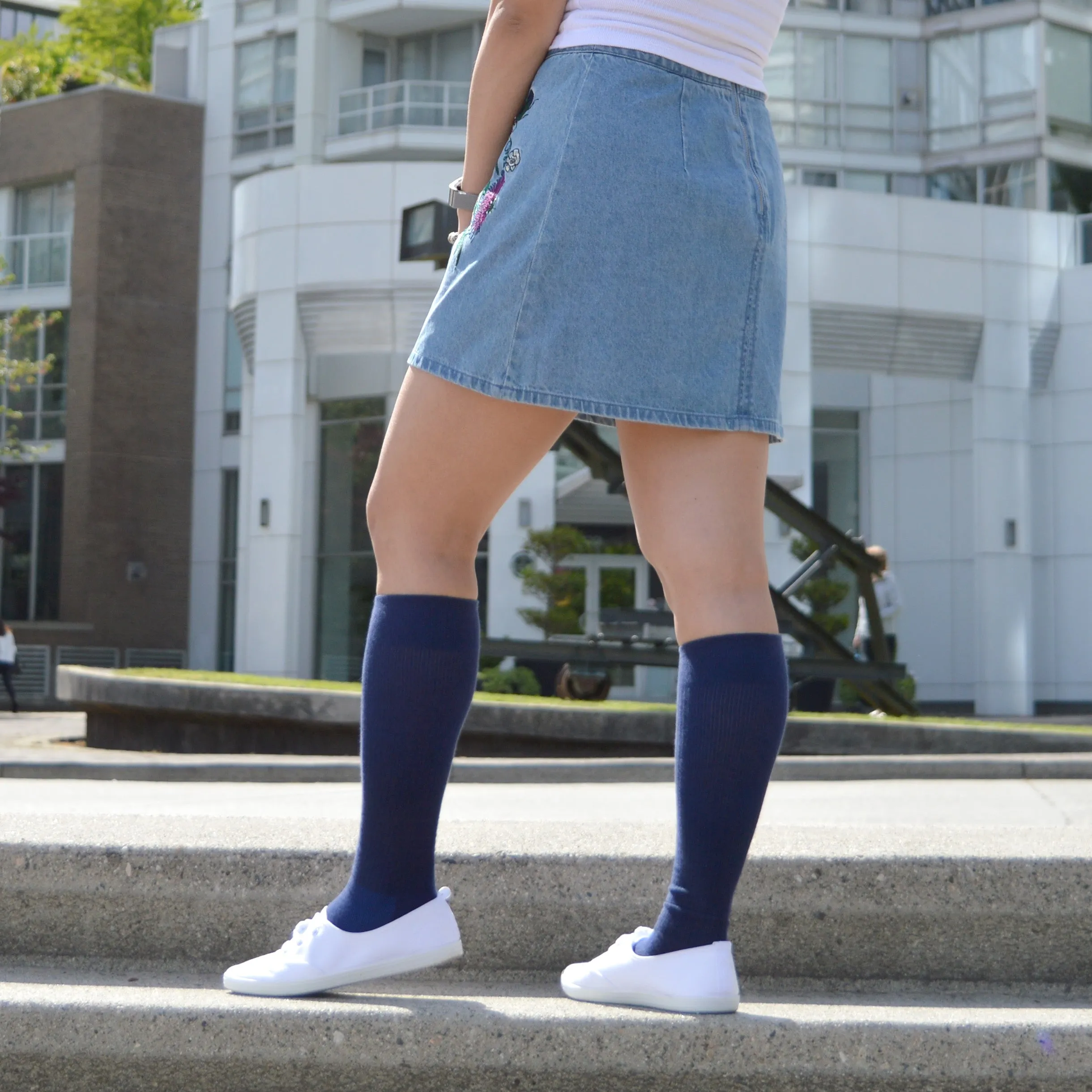 Solid Cotton Navy Energy Socks