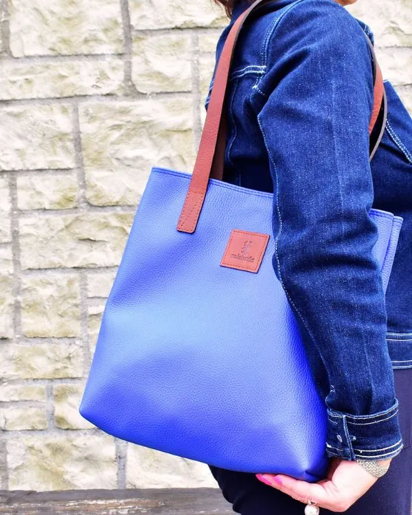 Sonas Leather Tote Bag – Electric Blue