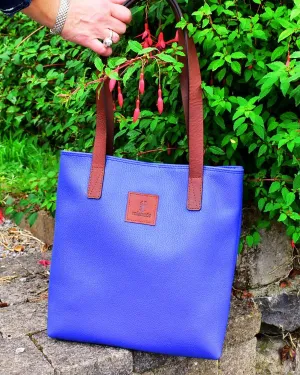 Sonas Leather Tote Bag – Electric Blue