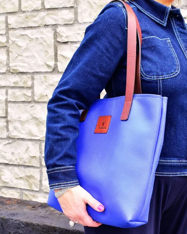 Sonas Leather Tote Bag – Electric Blue