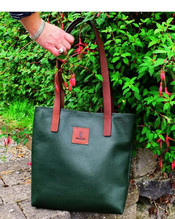 Sonas Leather Tote Bag - Forrest Green