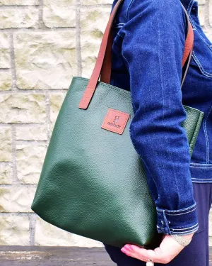 Sonas Leather Tote Bag - Forrest Green