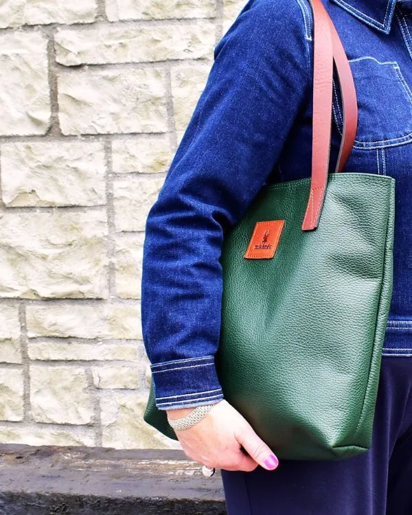 Sonas Leather Tote Bag - Forrest Green