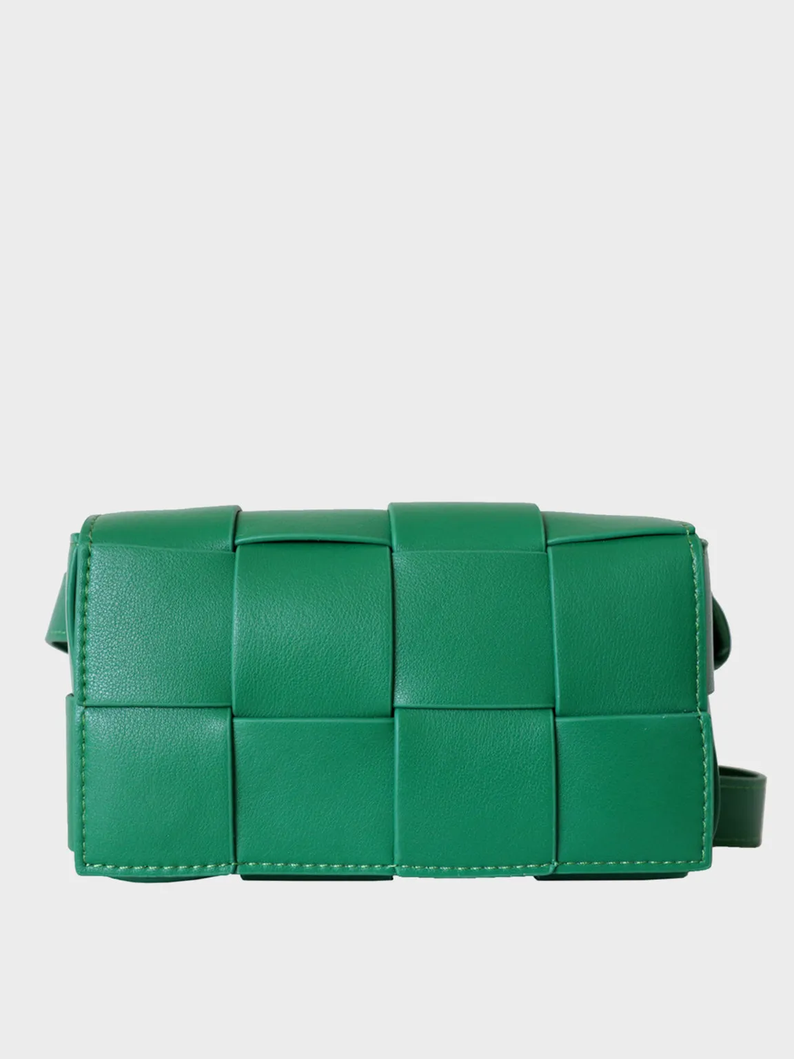 Square Cassette Mini Woven Leather Belt Bag Crossbody Sling Fanny Pack