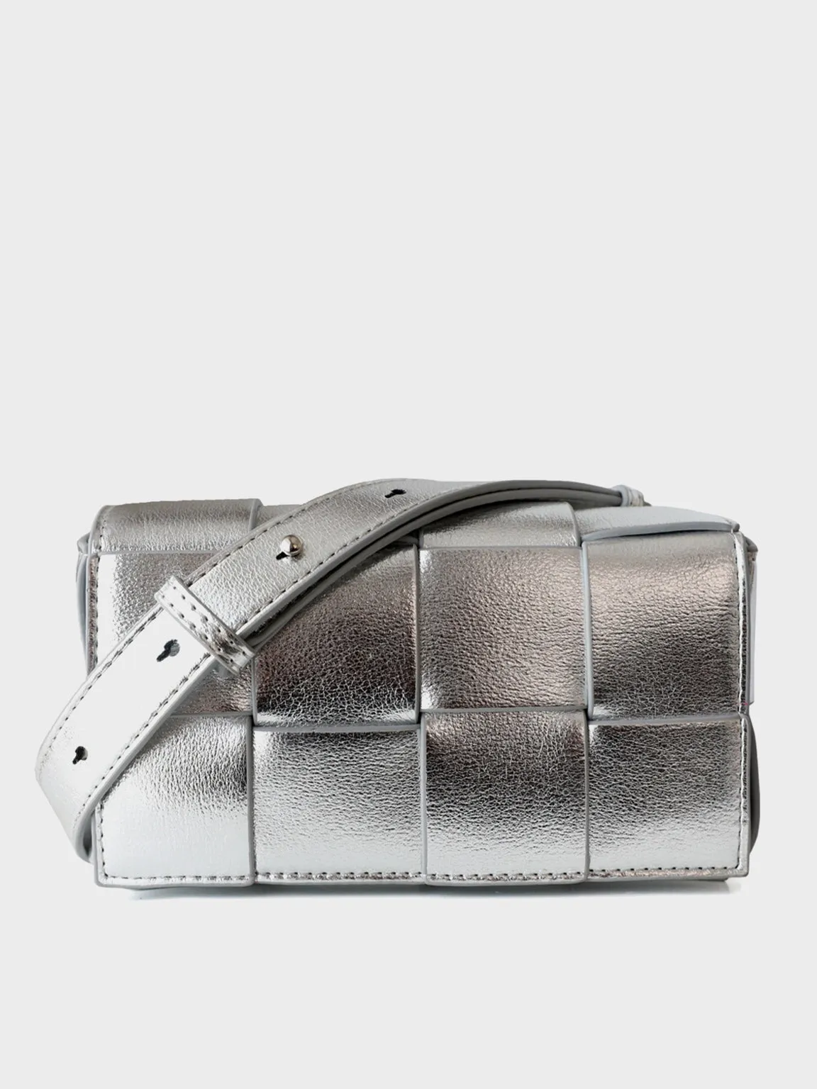 Square Cassette Mini Woven Leather Belt Bag Crossbody Sling Fanny Pack