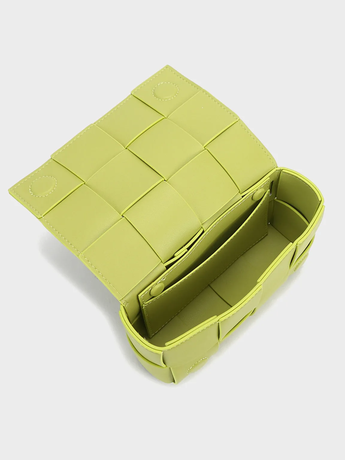 Square Cassette Mini Woven Leather Belt Bag Crossbody Sling Fanny Pack