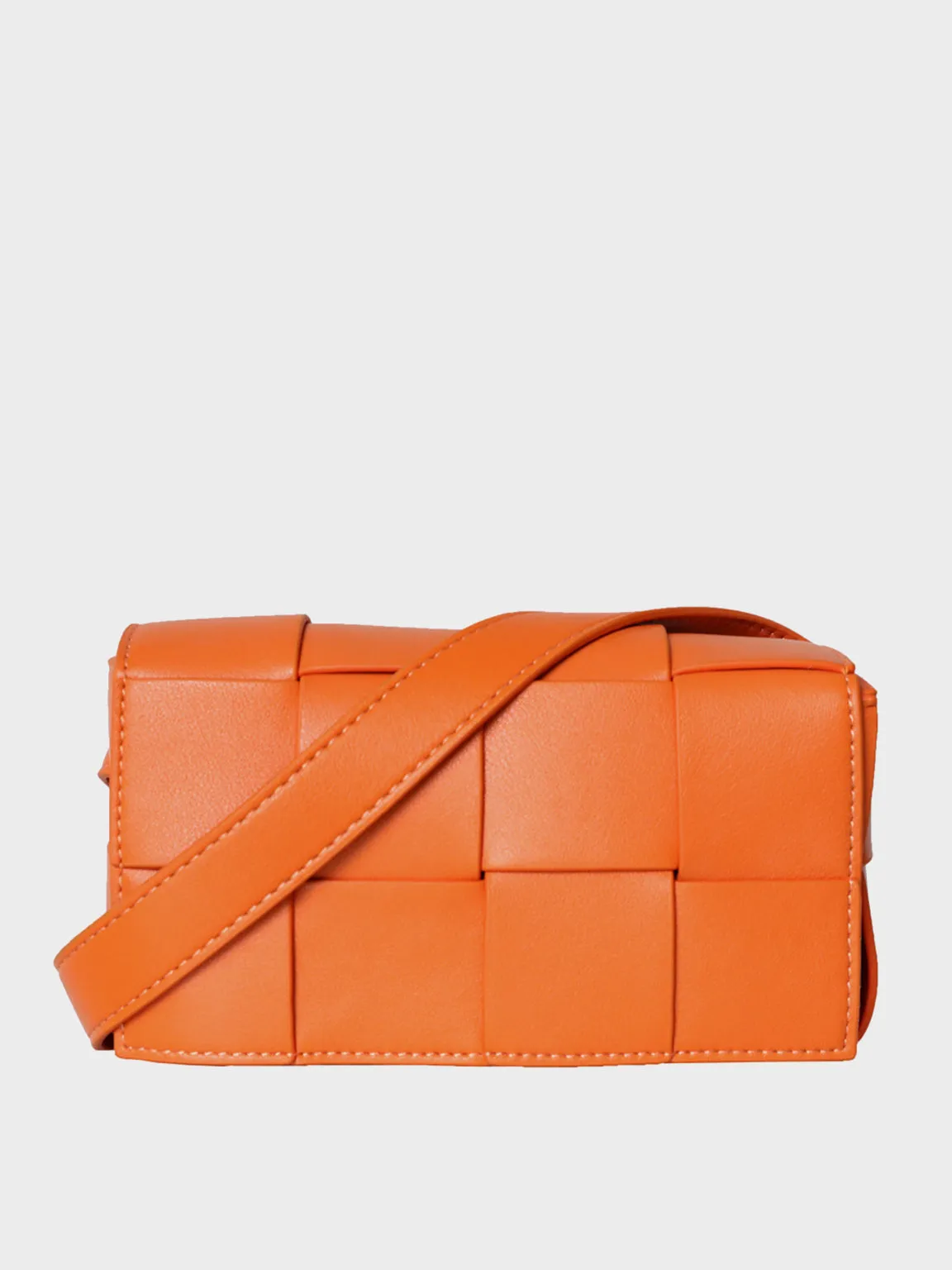 Square Cassette Mini Woven Leather Belt Bag Crossbody Sling Fanny Pack