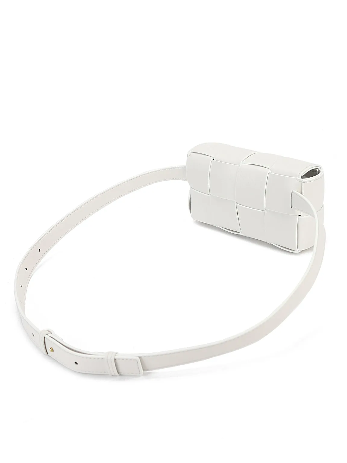 Square Cassette Mini Woven Leather Belt Bag Crossbody Sling Fanny Pack
