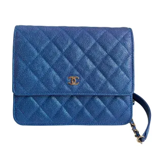 Square Wallet On Chain WOC in 19S Iridescent Blue Caviar